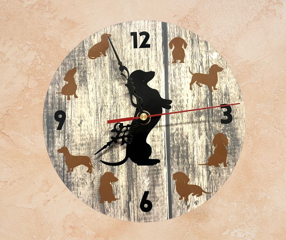 Dachshund Dog Wall Clock, Dog Lover Gift, Unique Gift for Dachshund Owners, Whimsical Home Decor